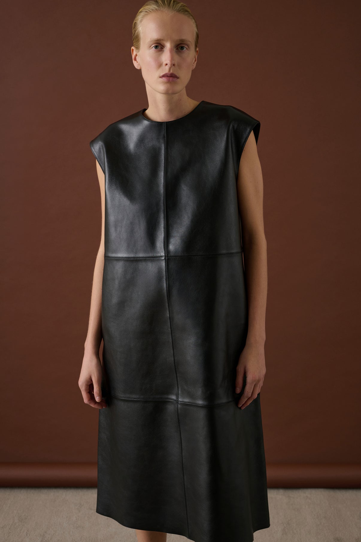 Robe Sofia - Noir - Cuir - Femme vue 5